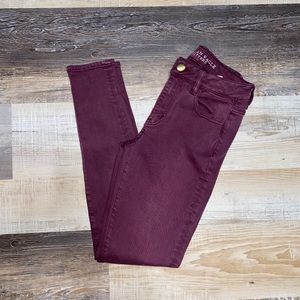 American Eagle Maroon Hi-Rise Jeggings